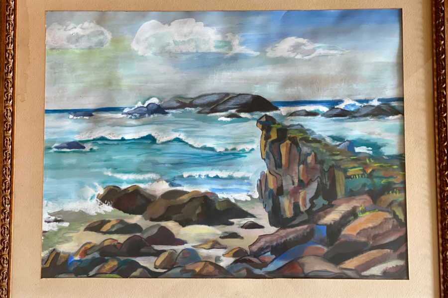 painting of California ocean shoreline by Norma Hodges Vollmar