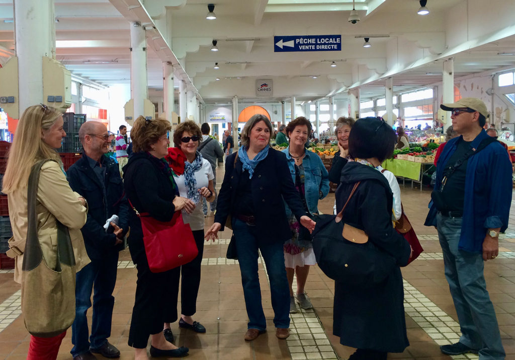 tour group at the Marché Froville Market, Cannes, France