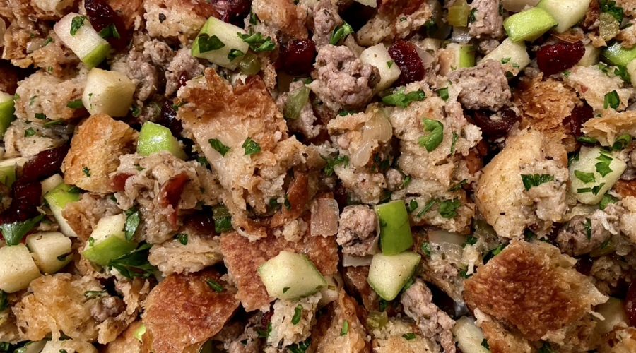 Turkey Sausage, Apple and Dried Cherry Stuffing