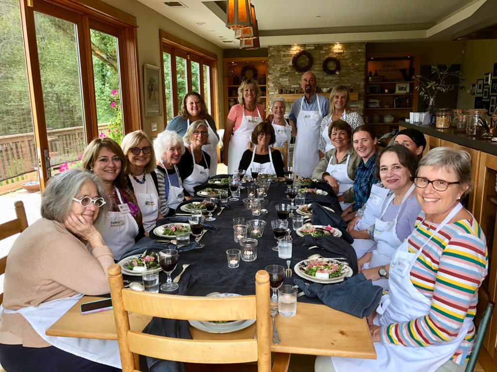 Epicurean Exchange cooking class with Georgeanne Brennan (black sweater, rear)