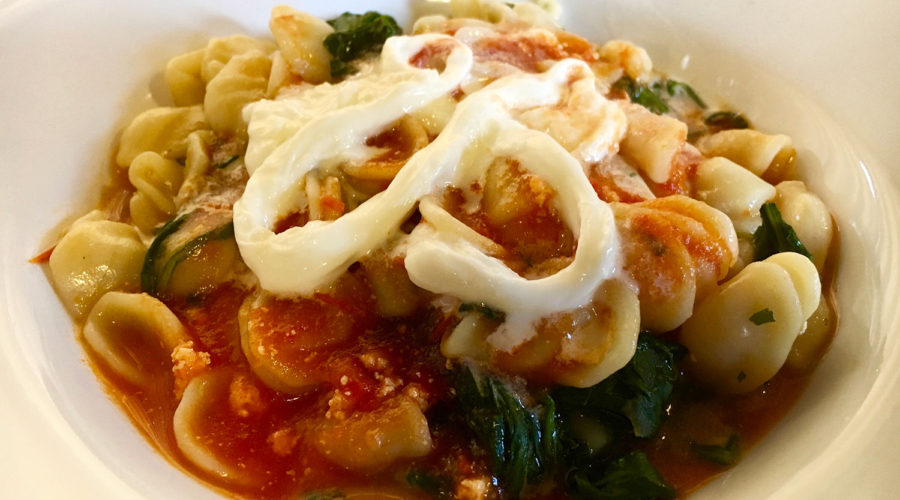 Orecchiette Pasta with Broccoli Rabe, Plum Tomatoes & Burrata