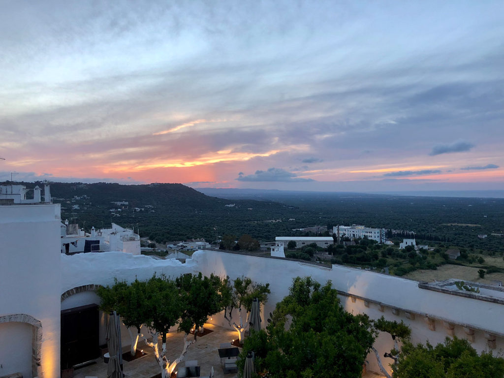 view from the Relais La Sommità at dusk