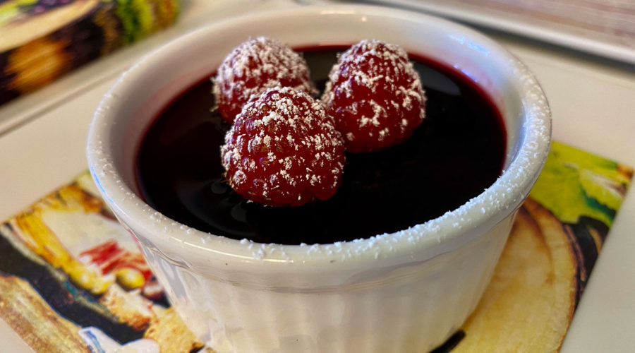 Dark Chocolate - Olive Oil Mousse with Wine Syrup