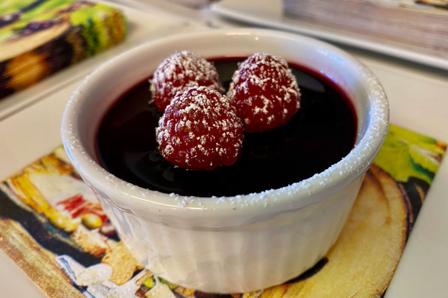 Dark Chocolate - Olive Oil Mousse with Wine Syrup