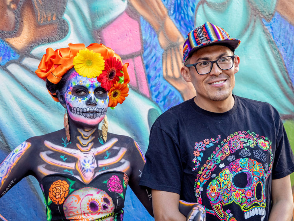 body art model and Gerardo “Fosil” Rivera Suaste