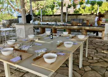 Masseria Salamina cooking class setup